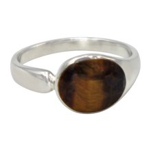 Load image into Gallery viewer, Tigers eye high polished sterling silver ring
