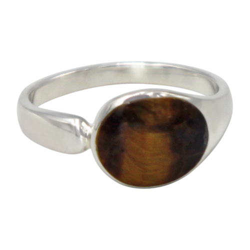 Tigers eye high polished sterling silver ring