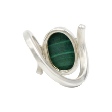 Load image into Gallery viewer, Sundari twisted Sterling Silver Ring with a Large Oval  Cabochon Gemstone
