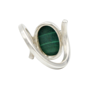 Sundari twisted Sterling Silver Ring with a Large Oval  Cabochon Gemstone