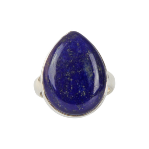 Handcrafted  Sterling Silver ring with a big teardrop shape Lapislazuli  stone. 