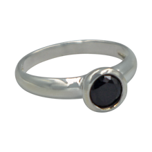 Load image into Gallery viewer, Sundari round Black Onyx Cubic Zirconia Sterling silver ring
