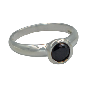 Sundari round Black Onyx Cubic Zirconia Sterling silver ring