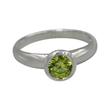 Load image into Gallery viewer, Sundari round Peridot Cubic Zirconia Sterling silver ring
