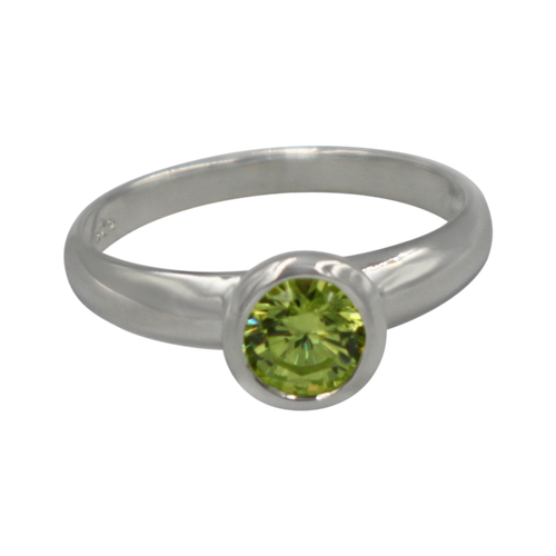 Sundari round Peridot Cubic Zirconia Sterling silver ring