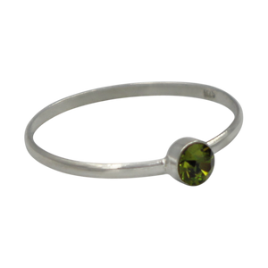 Simple Peridot Cubic Zirconia small stone extra thin Ring. Available in multiple colours.
